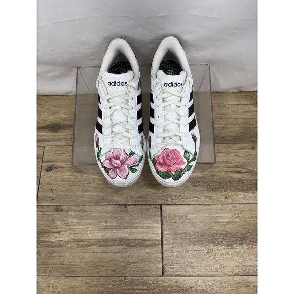 Adidas Grand Court Floral Sneakers - Cloudfoam Comfort - Women's Size 8