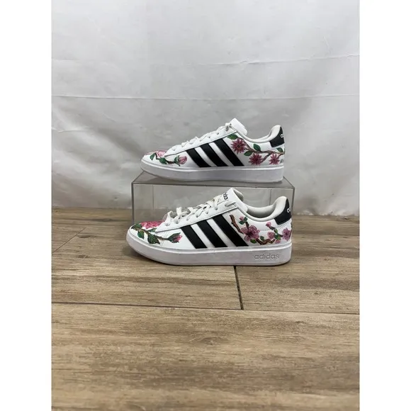 Adidas Grand Court Floral Sneakers - Cloudfoam Comfort - Women's Size 8