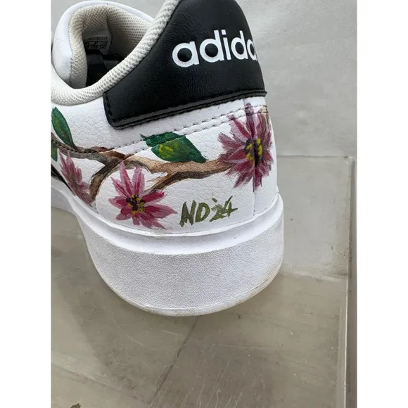 Adidas Grand Court Floral Sneakers - Cloudfoam Comfort - Women's Size 8