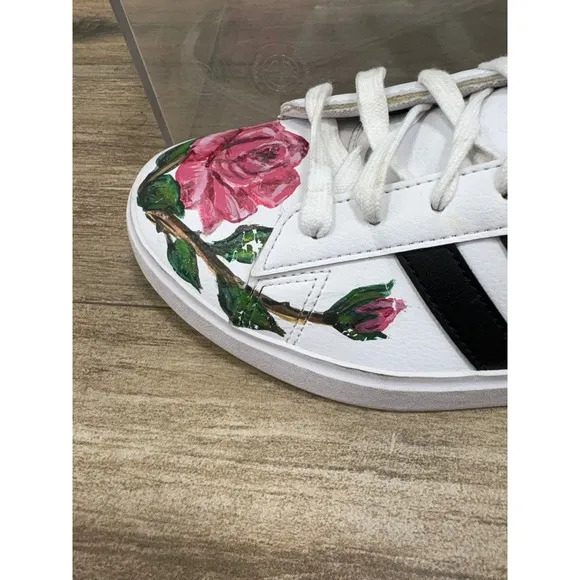 Adidas Grand Court Floral Sneakers - Cloudfoam Comfort - Women's Size 8