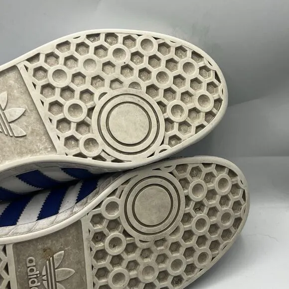 Adidas Hamburg Men Size 10 White/Bold Blue Leather Low Top Sneakers Shoes BY9758