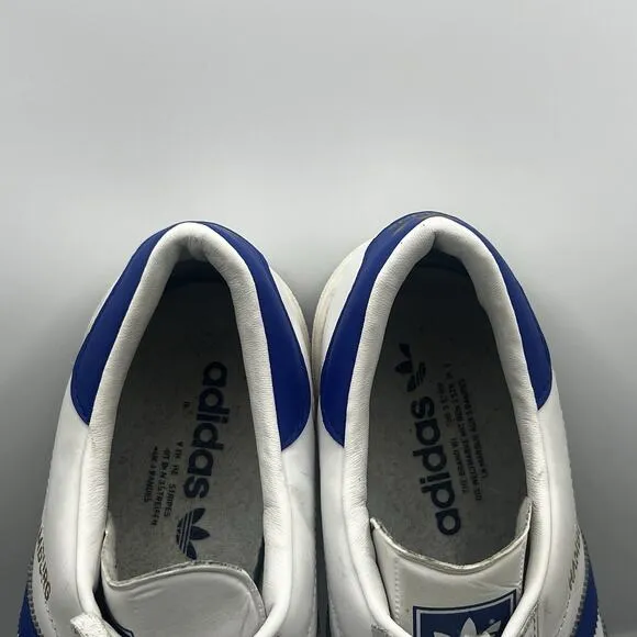 Adidas Hamburg Men Size 10 White/Bold Blue Leather Low Top Sneakers Shoes BY9758