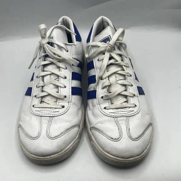 Adidas Hamburg Men Size 10 White/Bold Blue Leather Low Top Sneakers Shoes BY9758