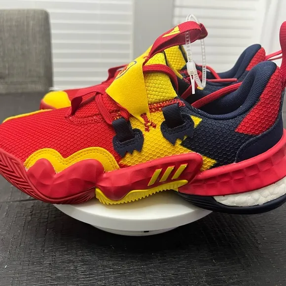 Adidas Kids' Red and Yellow Sneakers