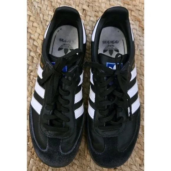 Adidas Kids Samba Classic Low Black White Youth Size 2.5 Leather Sneakers Shoes