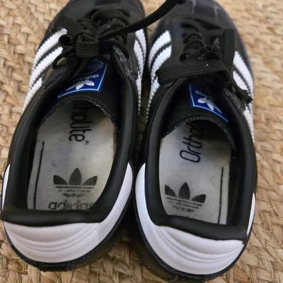 Adidas Kids Samba Classic Low Black White Youth Size 2.5 Leather Sneakers Shoes