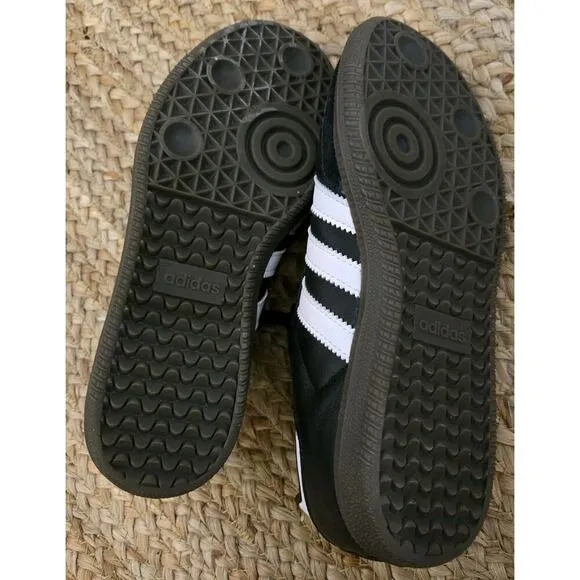 Adidas Kids Samba Classic Low Black White Youth Size 2.5 Leather Sneakers Shoes