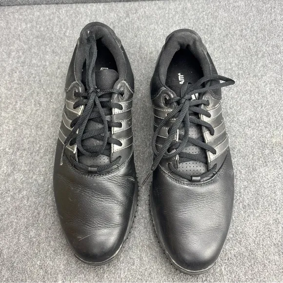 Adidas Mens AdiComfort 2 Black Leather Soft Spike Golf Shoes Sz 10 FitFOAM