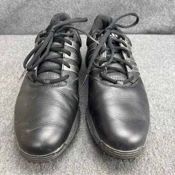 Adidas Mens AdiComfort 2 Black Leather Soft Spike Golf Shoes Sz 10 FitFOAM
