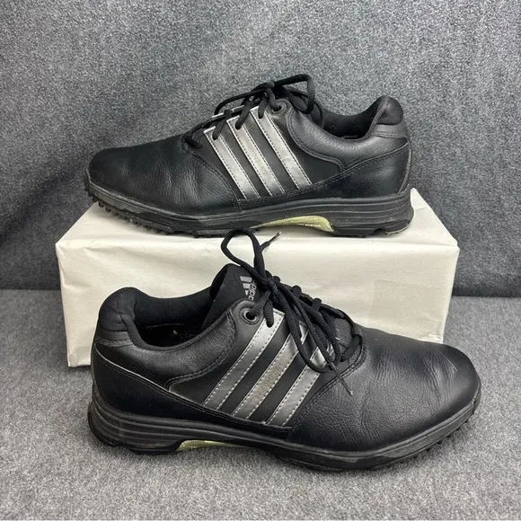 Adidas Mens AdiComfort 2 Black Leather Soft Spike Golf Shoes Sz 10 FitFOAM