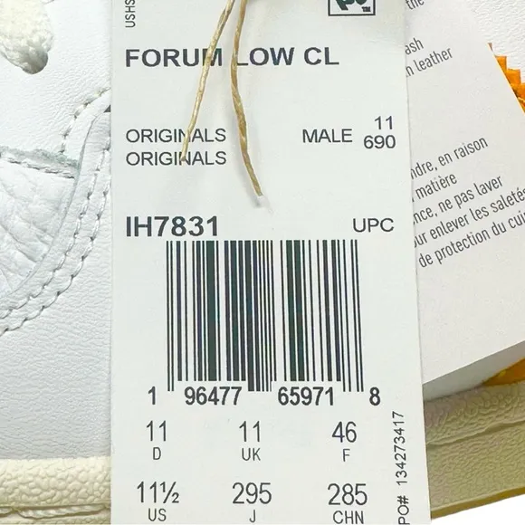 Adidas Men's Forum Low Cl IH7831 White/Black/Orange Gum Size 11.5
