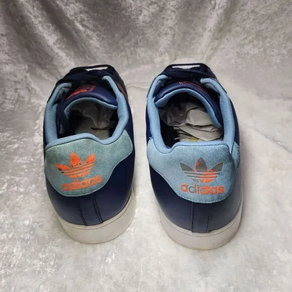Adidas Mens Superstar‎ Blue &amp; Orange Sneakers/Shoes Size 19