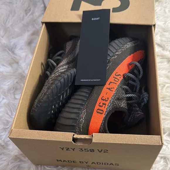 Adidas Men’s Yeezy Boost 350-Black and Orange sneakers. Like new w/box. Size:8.5