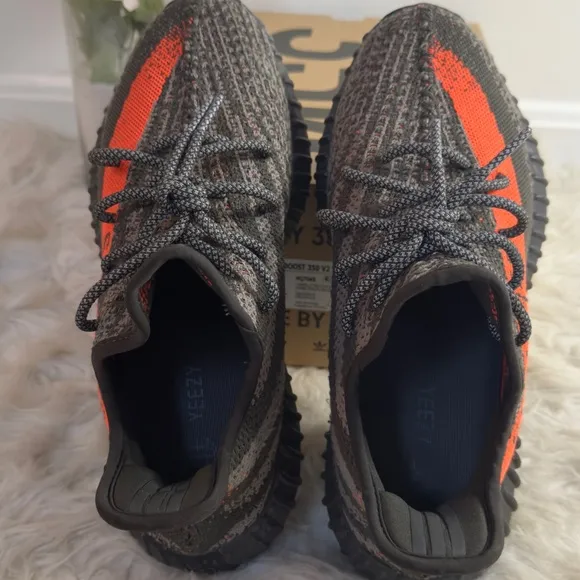 Adidas Men’s Yeezy Boost 350-Black and Orange sneakers. Like new w/box. Size:8.5