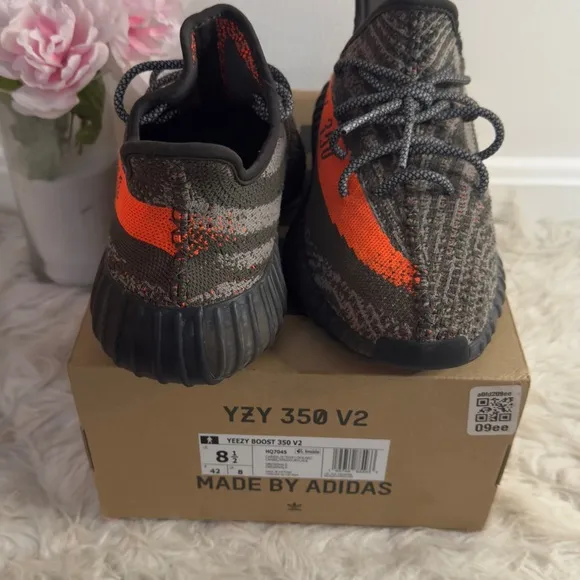 Adidas Men’s Yeezy Boost 350-Black and Orange sneakers. Like new w/box. Size:8.5