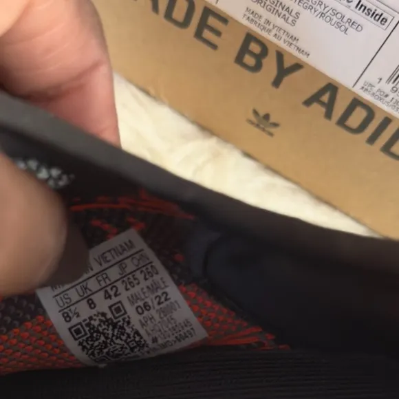 Adidas Men’s Yeezy Boost 350-Black and Orange sneakers. Like new w/box. Size:8.5