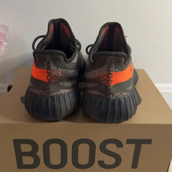 Adidas Men’s Yeezy Boost 350-Black and Orange sneakers. Like new w/box. Size:8.5