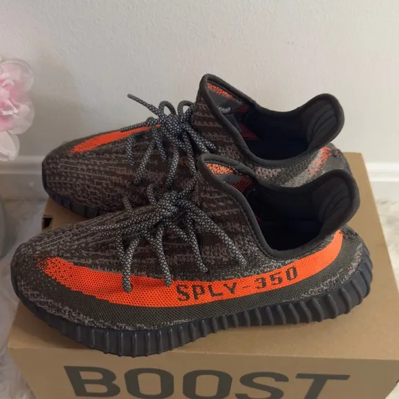 Adidas Men’s Yeezy Boost 350-Black and Orange sneakers. Like new w/box. Size:8.5