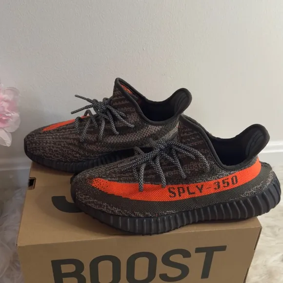 Adidas Men’s Yeezy Boost 350-Black and Orange sneakers. Like new w/box. Size:8.5