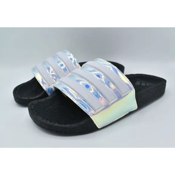 Adidas Men Sz 10 Women Size 11 Adilette Boost Iridescent Multicolor Shoes Slides