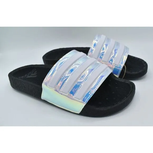 Adidas Men Sz 10 Women Size 11 Adilette Boost Iridescent Multicolor Shoes Slides