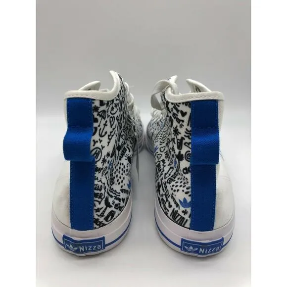 Adidas Nizza Hi RF Lifestyle Shoes White Black-Royal Blue FY3092 Men Size 10 NWT