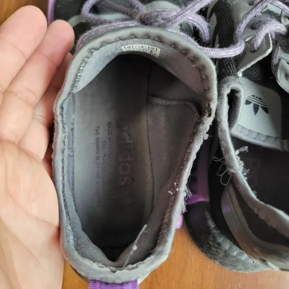 Adidas NMD R1 boost black purple men Size 7 women 8.5 sneakers