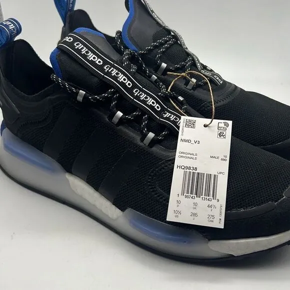 ADIDAS NMD_R1 V3 Sneaker Shoes HQ9838 NMD Black Royal Blue Men 10.5 New in Box
