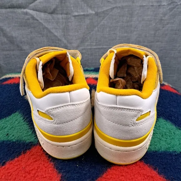 Adidas Originals FORUM 84 Low FINE LEATHER Shoes Men Sz 9.5 White Yellow