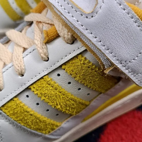 Adidas Originals FORUM 84 Low FINE LEATHER Shoes Men Sz 9.5 White Yellow