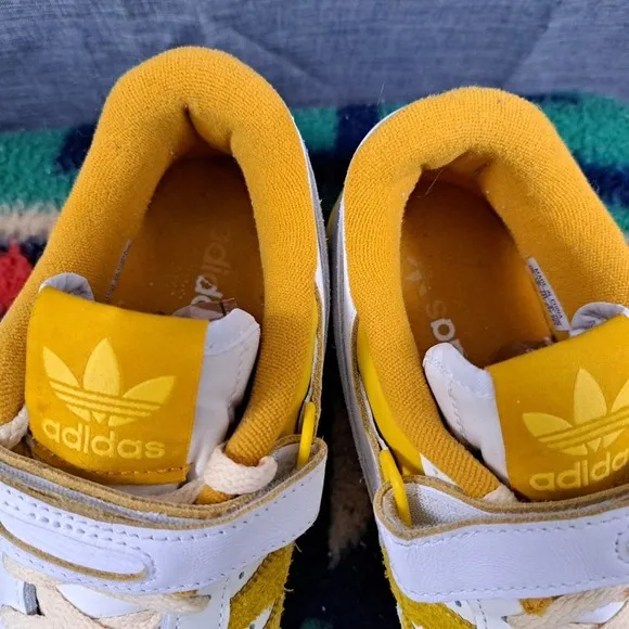 Adidas Originals FORUM 84 Low FINE LEATHER Shoes Men Sz 9.5 White Yellow