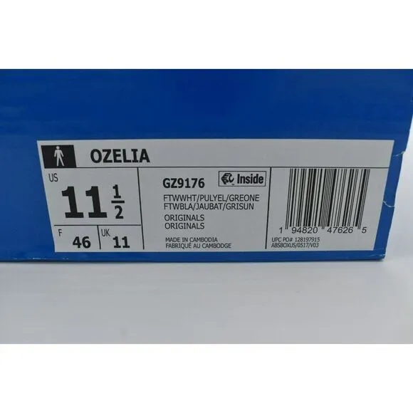 Adidas Originals Mens Size 11.5 Ozelia White Yellow Grey Sneaker Shoes GZ9176