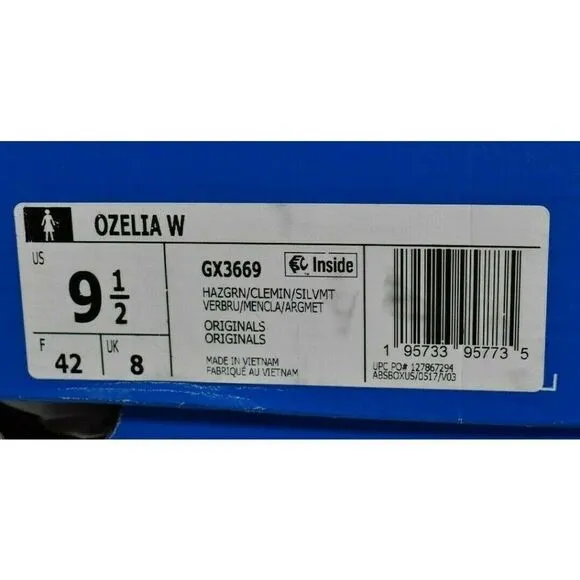 Adidas Originals Women Size 9.5 Ozelia W Hazy Green Silver Metallic Shoes GX3669