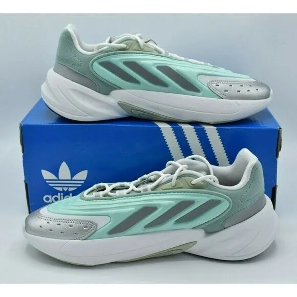 Adidas Originals Women Size 9.5 Ozelia W Hazy Green Silver Metallic Shoes GX3669