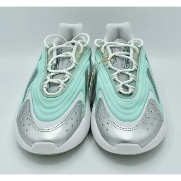 Adidas Originals Women Size 9.5 Ozelia W Silver Metallic Hazy Green Shoes GX3669