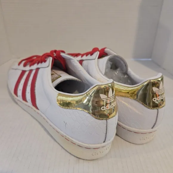 Adidas Red White Gold Mens Sz 13 Faux Lizard Skin Shoes Medium Fit Read