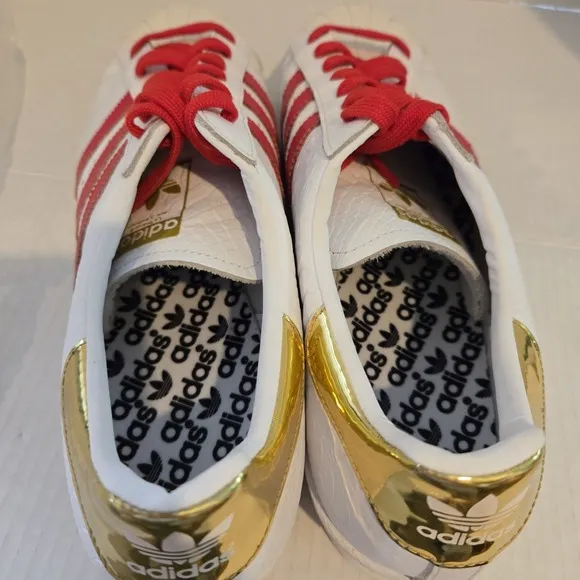 Adidas Red White Gold Mens Sz 13 Faux Lizard Skin Shoes Medium Fit Read