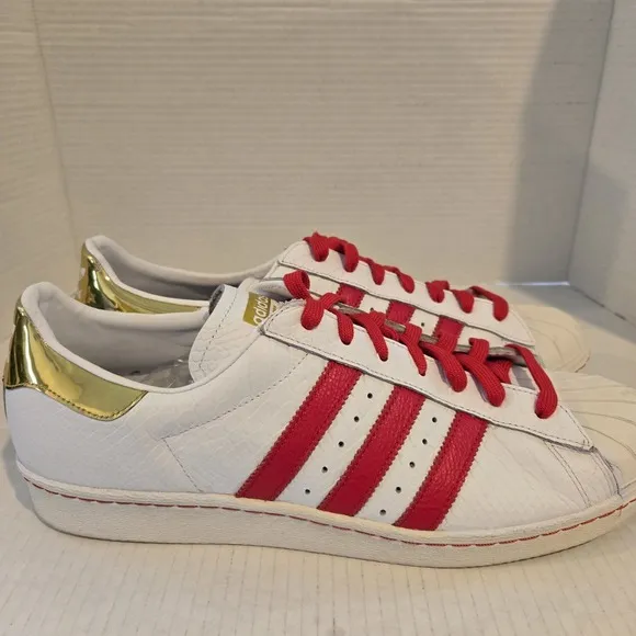 Adidas Red White Gold Mens Sz 13 Faux Lizard Skin Shoes Medium Fit Read