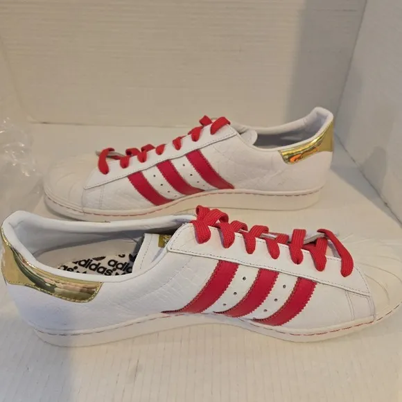 Adidas Red White Gold Mens Sz 13 Faux Lizard Skin Shoes Medium Fit Read