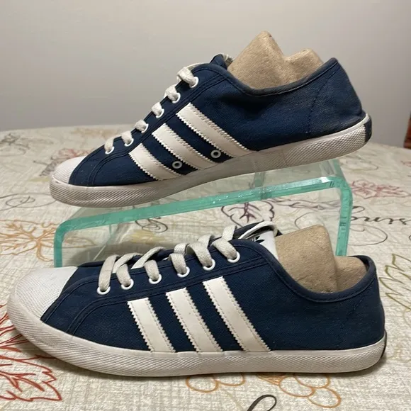 Adidas San Remo Trainer Shoes Sneakers Navy White AF5277 Lace Up Low Top 9 Men's