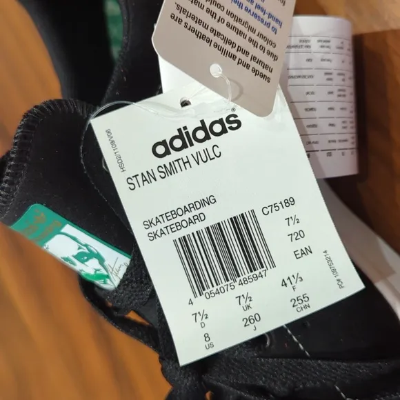 Adidas Skateboarding Stan Smith Vulc Black Suede Men's 8 Rare Deadstock