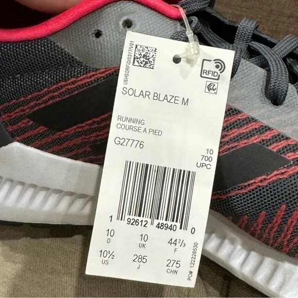 Adidas Solar Blaze Grey Running Shoe Size 10.5 Men