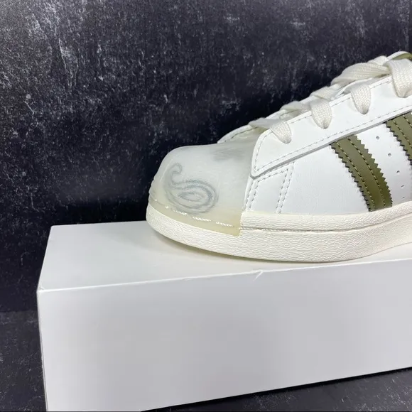 ADIDAS SUPERSTAR BANDANA OFF WHITE FOCUS ORANGE GREEN WOMENS SHOES SIZE 5 NEW