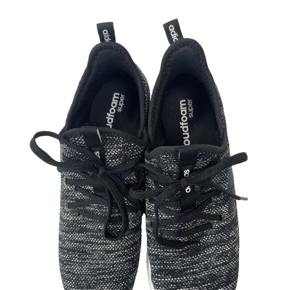 Adidas Womens Cloudfoam Super Black /White Running Shoes Sneakers Size 9