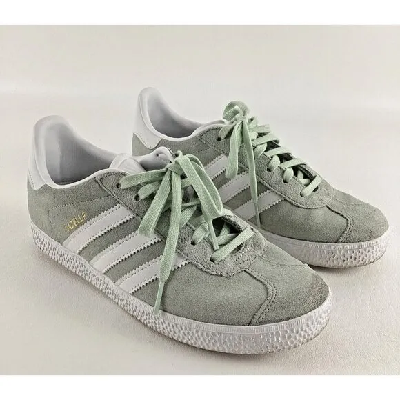 Adidas Women’s Gazelle Shoes Hazy Green White Suede IG4393 Women 6.5 Boys 4.5