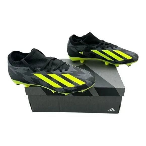 Adidas X Crazyfast INJ.3 FG Cleats Unisex Men 5.5 Women 6.5 Black Grey Lime