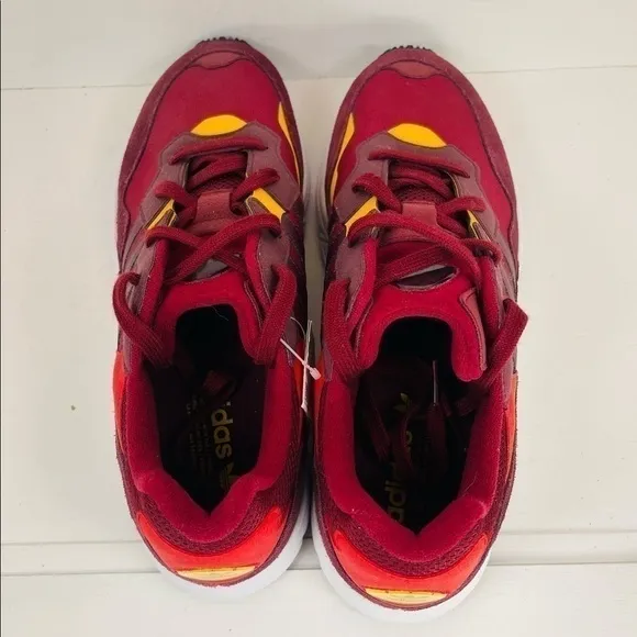 Adidas Yung-96 Red Burgandy Gold Sneaker Size 5.5 Women