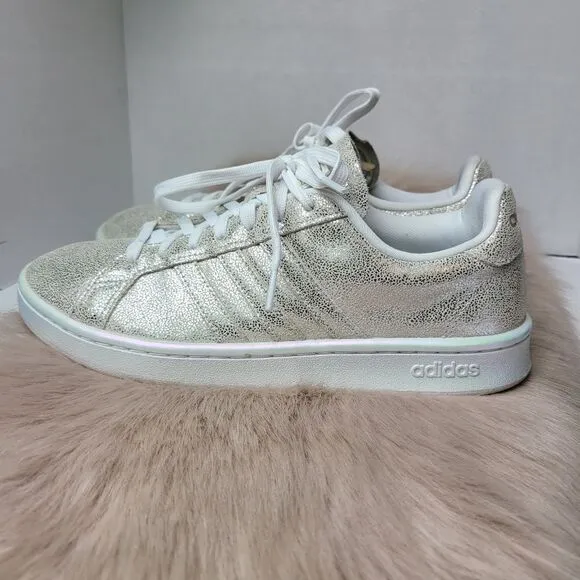 Adidas Womens Grand Court FY8951 Silver Casual Shoes Sneakers Size 9
