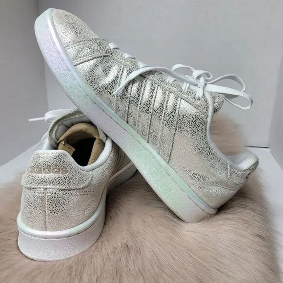 Adidas Womens Grand Court FY8951 Silver Casual Shoes Sneakers Size 9