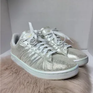 Adidas Womens Grand Court FY8951 Silver Casual Shoes Sneakers Size 9